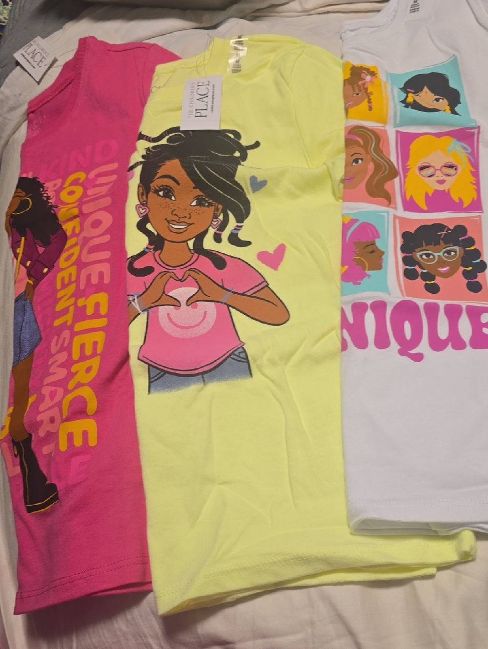 The Children's Place Girls Graphic Tank Tops -  3 Pack Hot Pink, Yellow, White
